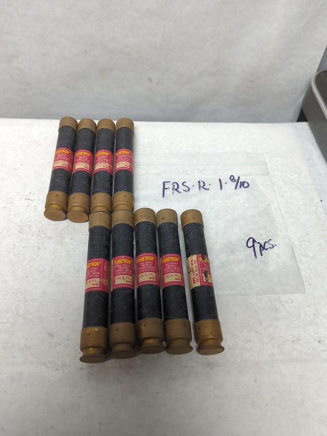 Used COOPER BUSSMANN,FRS-R-1-8/10,FUSETRON 1-8/10 AMP FUSE LOT OF 9 PRE-OWNED