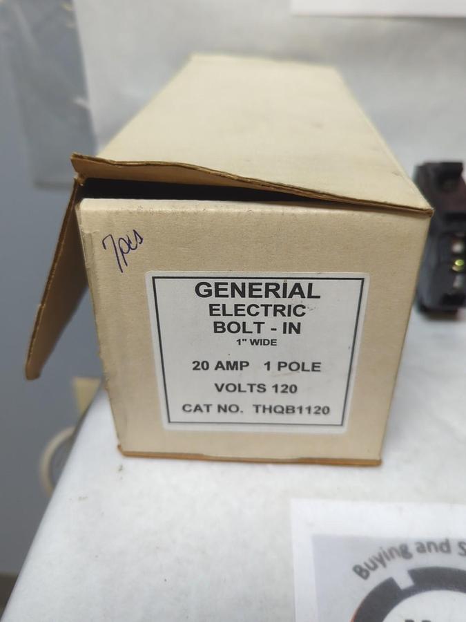 Used GENERAL ELECTRIC,THQB1120,CIRCUIT BREAKER 20 AMP 1-POLE LOT OF 7 PRE-OWNED
