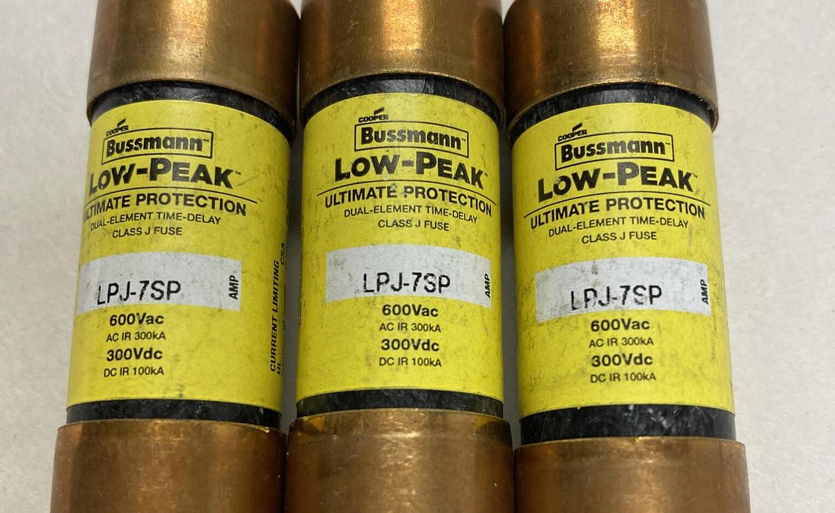 COOPER BUSSMANN,LPJ-7SP,LOW-PEAK 7 AMP FUSE LOT OF 3 NEW NO BOX