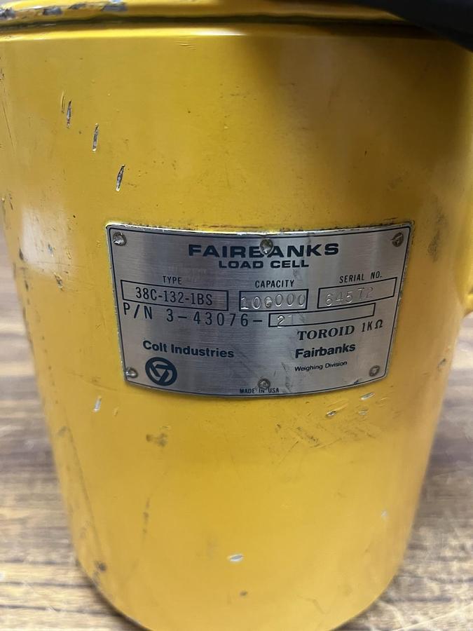 Used FAIRBANKS,3-43076-2T,LOAD CELL 38C-132-1BS 100K LBS