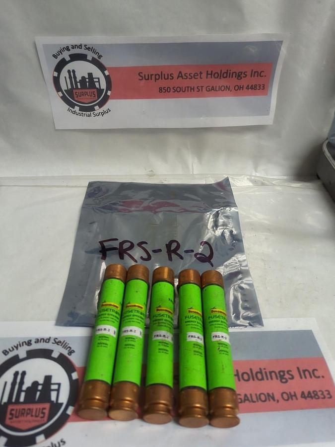 Used COOPER BUSSMANN,FRS-R-2,FUSETRON 2 AMP FUSE LOT OF 5 PRE-OWNED