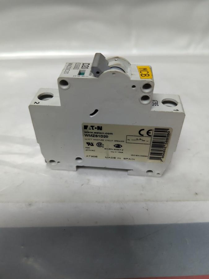 Used EATON,WMZS1D20,1-POLE CIRCUIT BREAKER PRE-OWNED