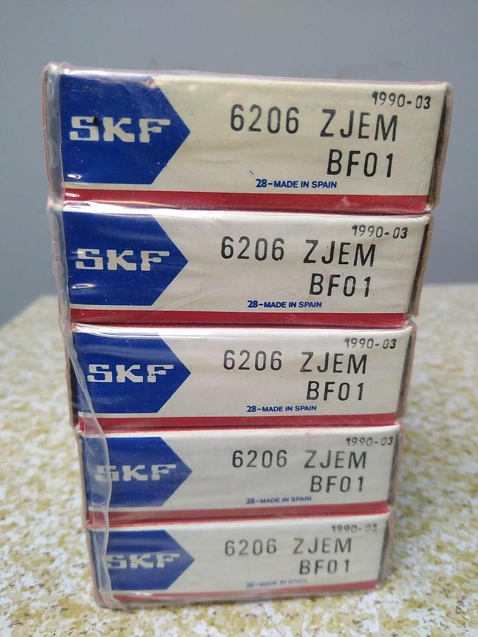 Used SKF,6206 ZJEM/BF01,Deep Groove Ball Bearing Lot of 5 NOS