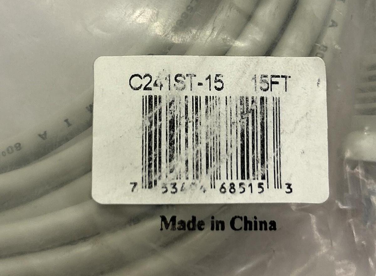 Used CALVERT WIRE,C241ST-15,ETHERNET CABLE 15FT NOS