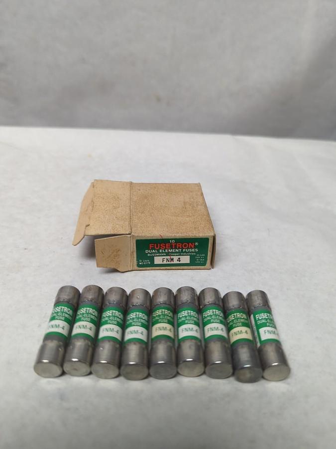 COOPER BUSSMANN,FNM-4,FUSETRON 4 AMP FUSES BOX OF 9 NOS