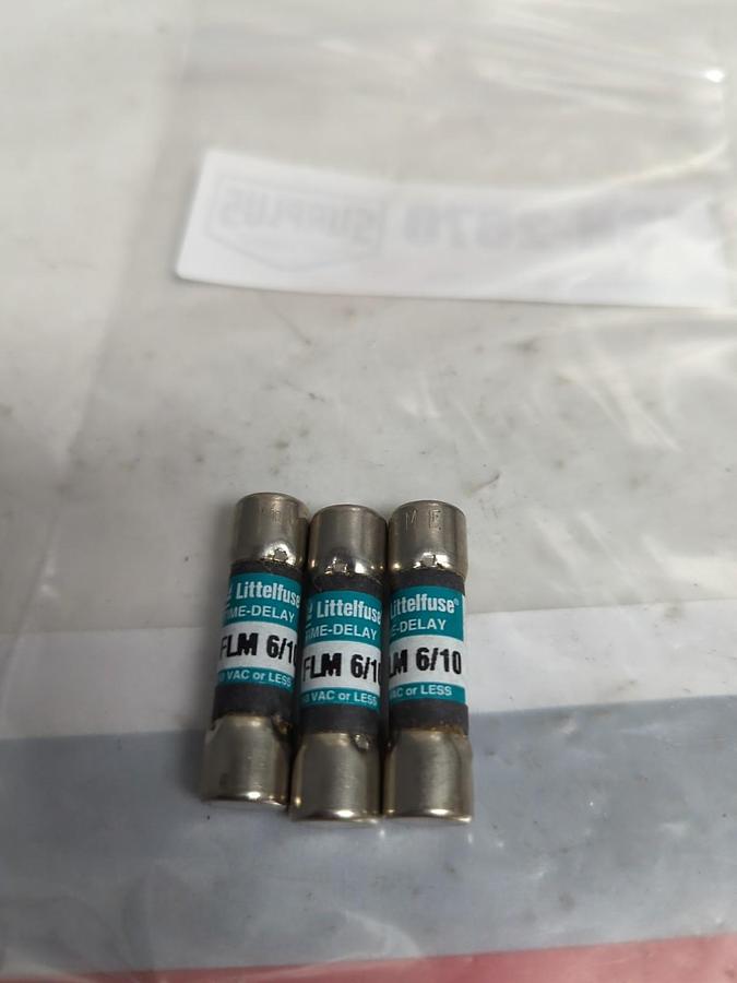 LITTELFUSE,FLM-6/10,TIME-DELAY 6/10 AMP FUSE LOT OF 3 NOS