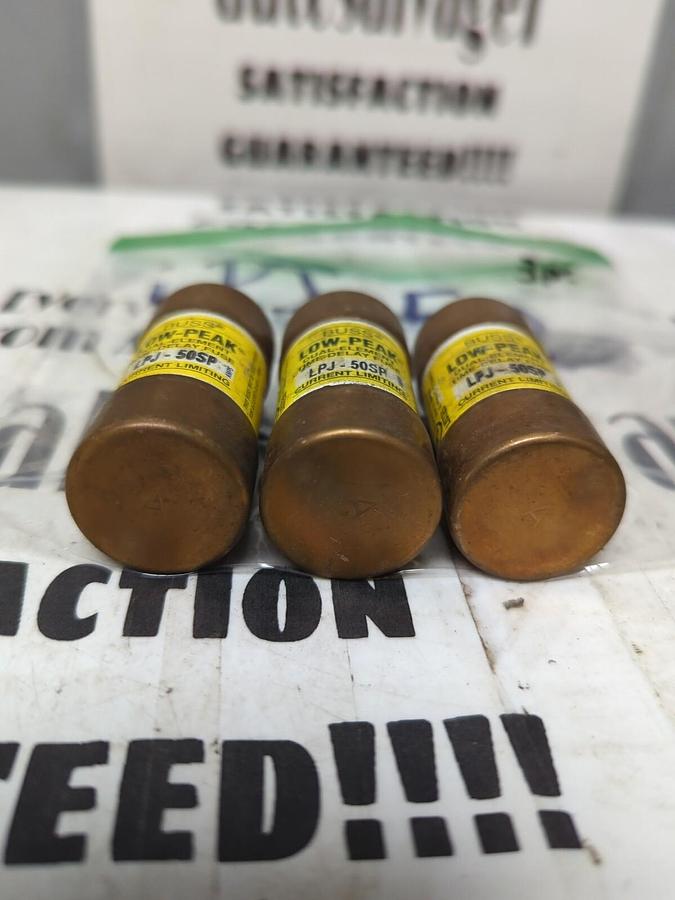 COOPER BUSSMANN,LPJ-50SP,LOW-PEAK FUSES LOT OF 3 NOS