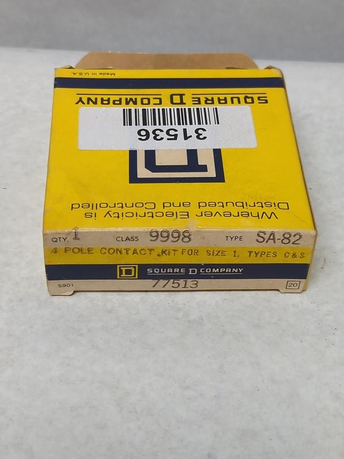 SQUARE D,77513,CLASS 9998 TYPE SA-82 CONTACT KIT 4-POLE NOS