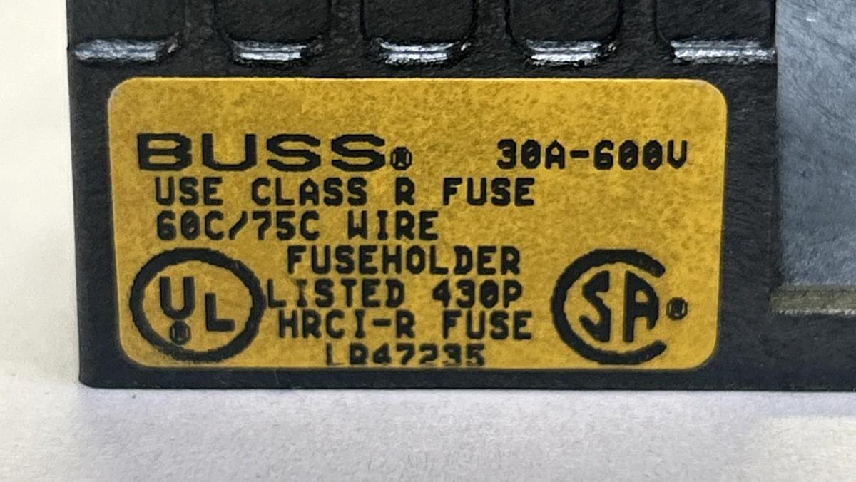Used BUSSMANN,LR47235,FUSE HOLDER 30A 600V