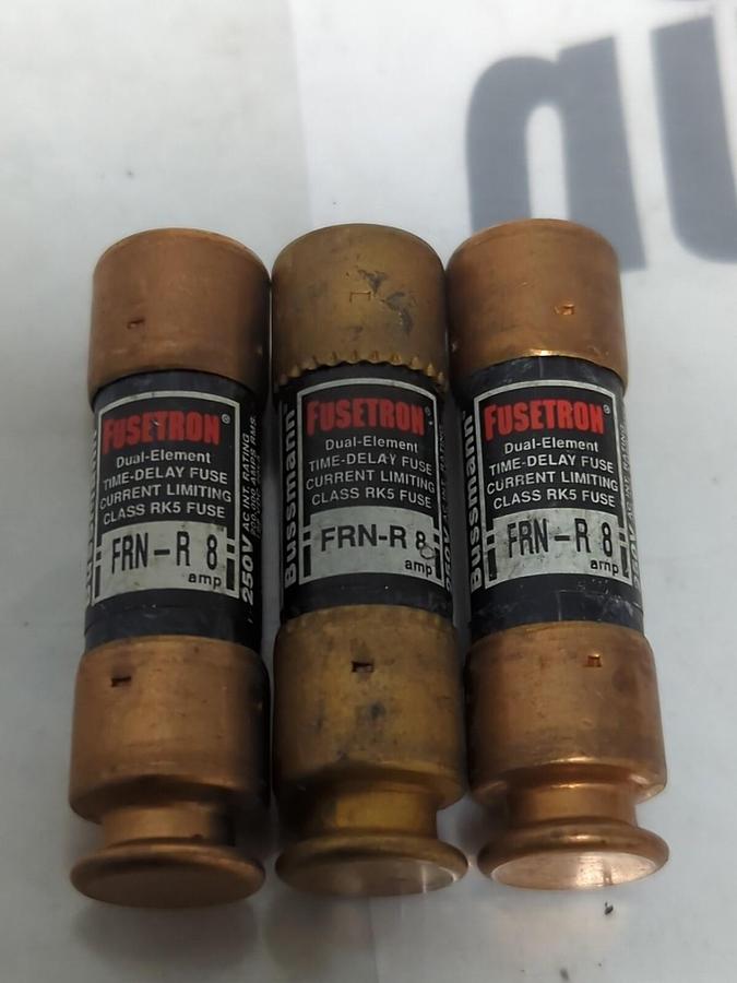 COOPER BUSSMANN,FRN-R-8,FUSETRON 8 AMP FUSE LOT OF 3 NOS