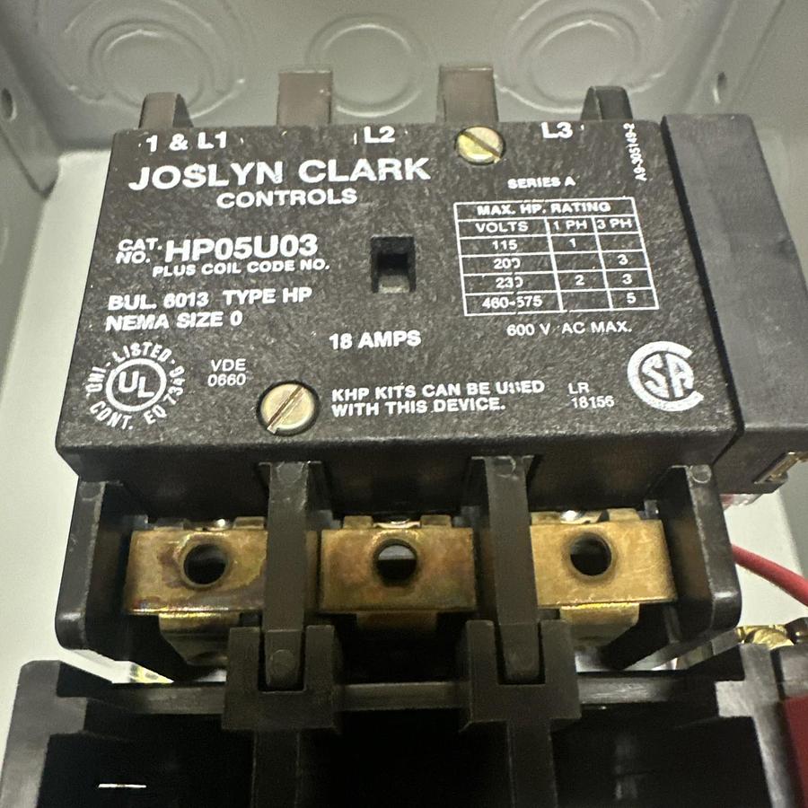 Joslyn Clark,HPO5U03,Size 0 Starter w/HP05AA3-76 Enclosure NEW