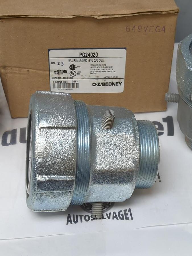 O-Z GEDNEY,PG 240-20,MALL IRON ARMORED METAL CLAD CABLE CONNECTORS BOX OF 3 NOS