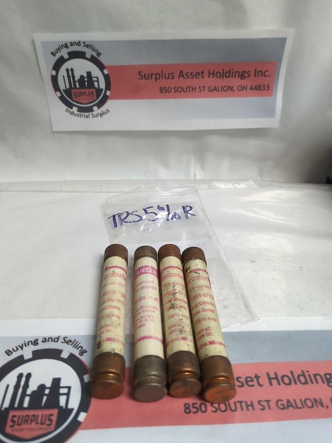 Used GOULD SHAWMUT,TRS-5-6/10R,TRI-ONIC 5-6/10 AMP FUSE LOT OF 4 PRE-OWNED