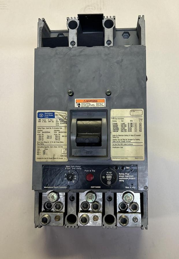 Used WESTINGHOUSE,HMC3800F,CIRCUIT BREAKER 800A 600V 3P