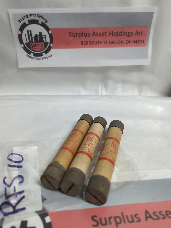 GOULD SHAWMUT,RFS10,RENEWABLE 10 AMP FUSE LOT OF 3 PRE-OWNED