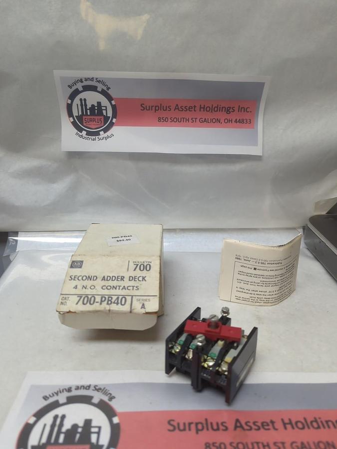 ALLEN-BRADLEY,700-PB40,SERIES A SECOND ADDED DECK 4 N.O. CONTACTS NOS