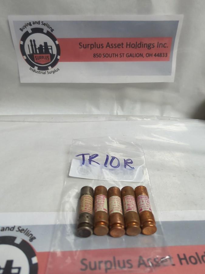 Used GOULD SHAWMUT,TR-10R,TRI-ONIC 10 AMP FUSE LOT OF 5 PRE-OWNED