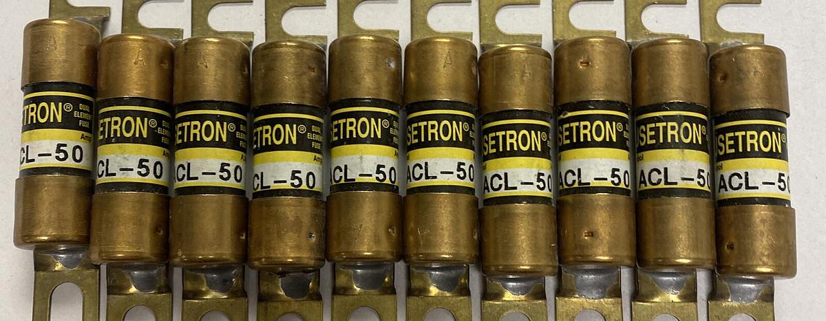 COOPER BUSSMANN,ACL-50,FUSETRON FUSE 50AMP LOT OF 10 NEW NO BOX