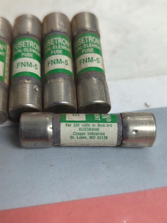 COOPER BUSSMANN,FNM5,FUSETRON 5 AMP FUSES BOX OF 10 NOS