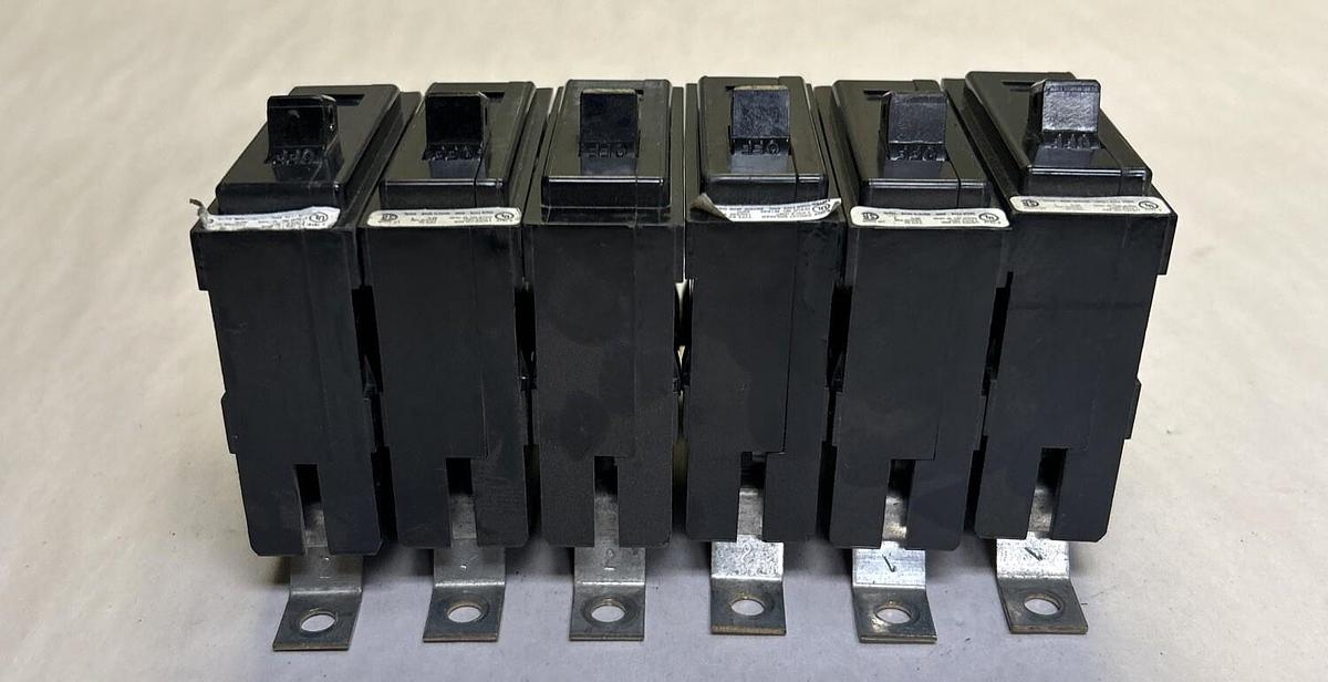 Used CUTLER-HAMMER,QBHW1020,CIRCUIT BREAKER 20A 120/240V 1P LOT OF 6