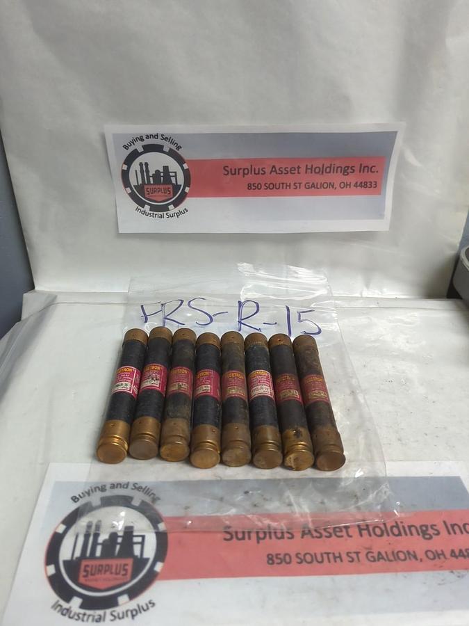 Used COOPER BUSSMANN,FRS-R-15,FUSETRON 15 AMP FUSE LOT OF 8 PRE-OWNED