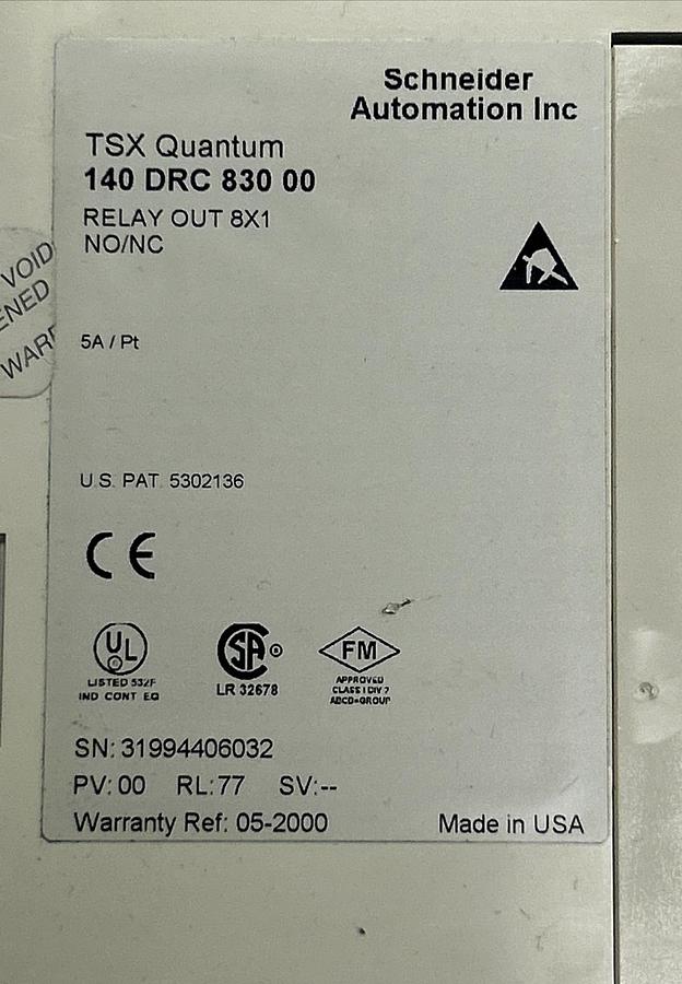 Used SCHNEIDER ELECTRIC MODICON,140-DRC-830-00,OUTPUT MODULE