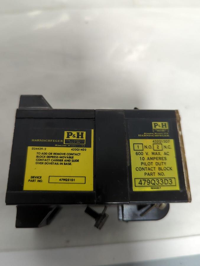 Used P&H,479Q33D3,PILOT DUTY CONTACT 600V 10 AMP 3-POLE PRE-OWNED