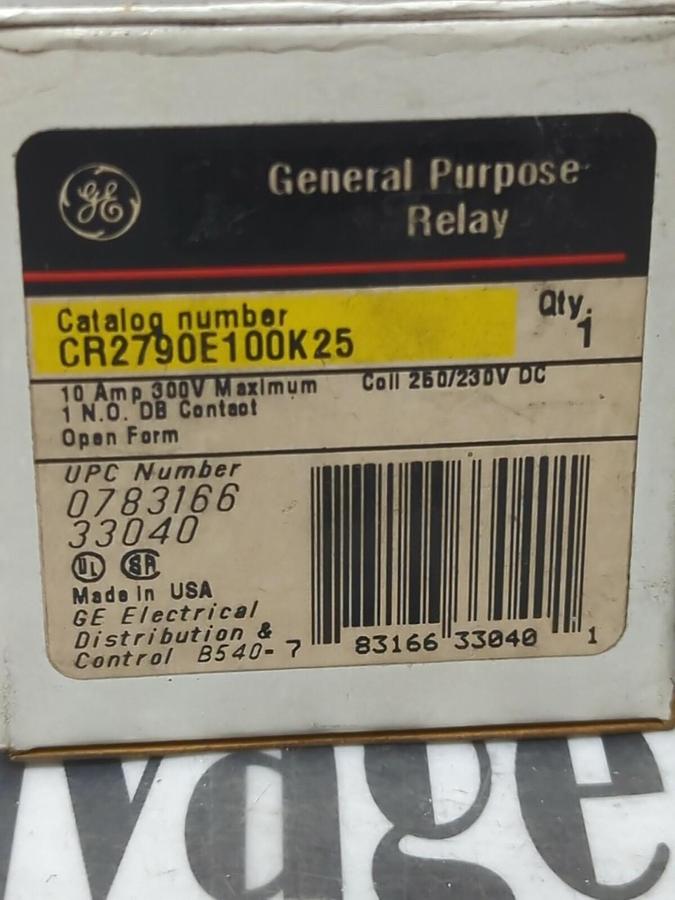 GE,CR2790E100K25,GENERAL PURPOSE RELAY 250/230V DC NEW