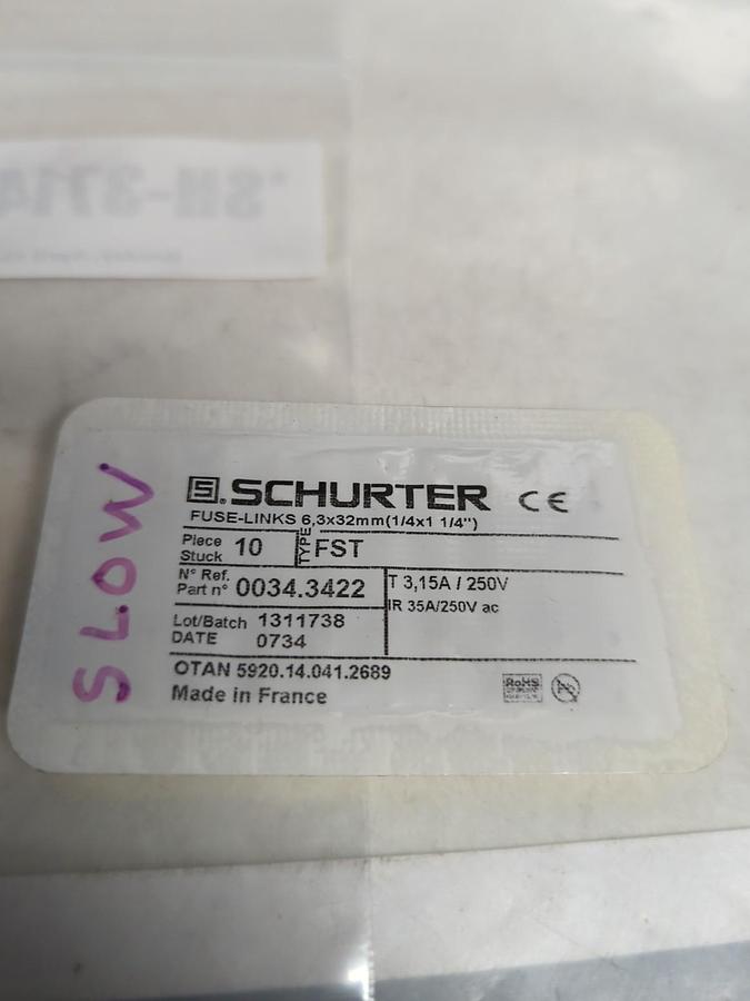 SCHURTER,T3-15A,FUSE LOT OF 16 PCS NOS