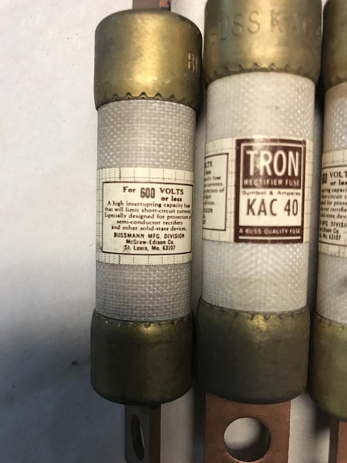 Bussmann,KAC 40,Tron Fuse 40AMP 600V Lot of 5 NOS