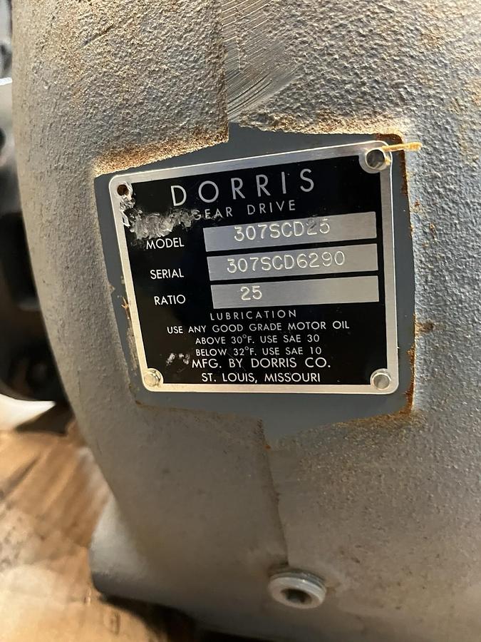 Used DORRIS,307SCD25,GEAR REDUCER RATIO 25 SIZE 6