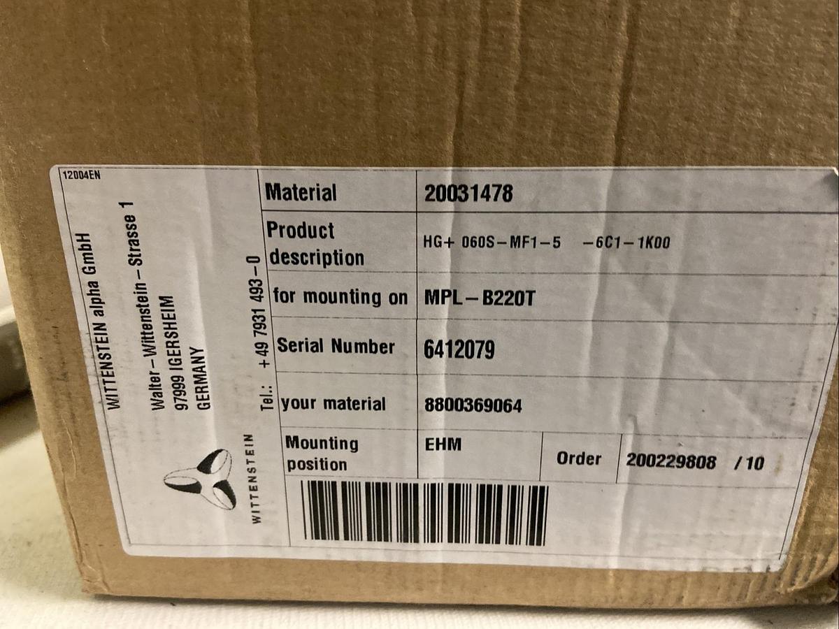 Used Wittenstein,HG+060S-MF1-5-6C1-1K00,Gear Reducer for MPL-B220T