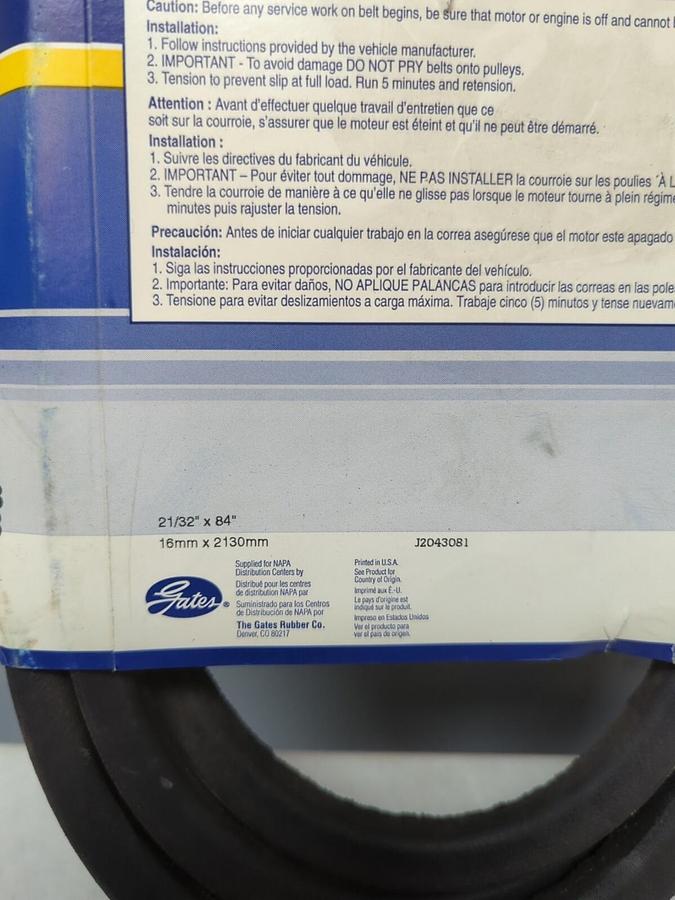 NAPA,B81,INDUSTRIAL BELT NOS