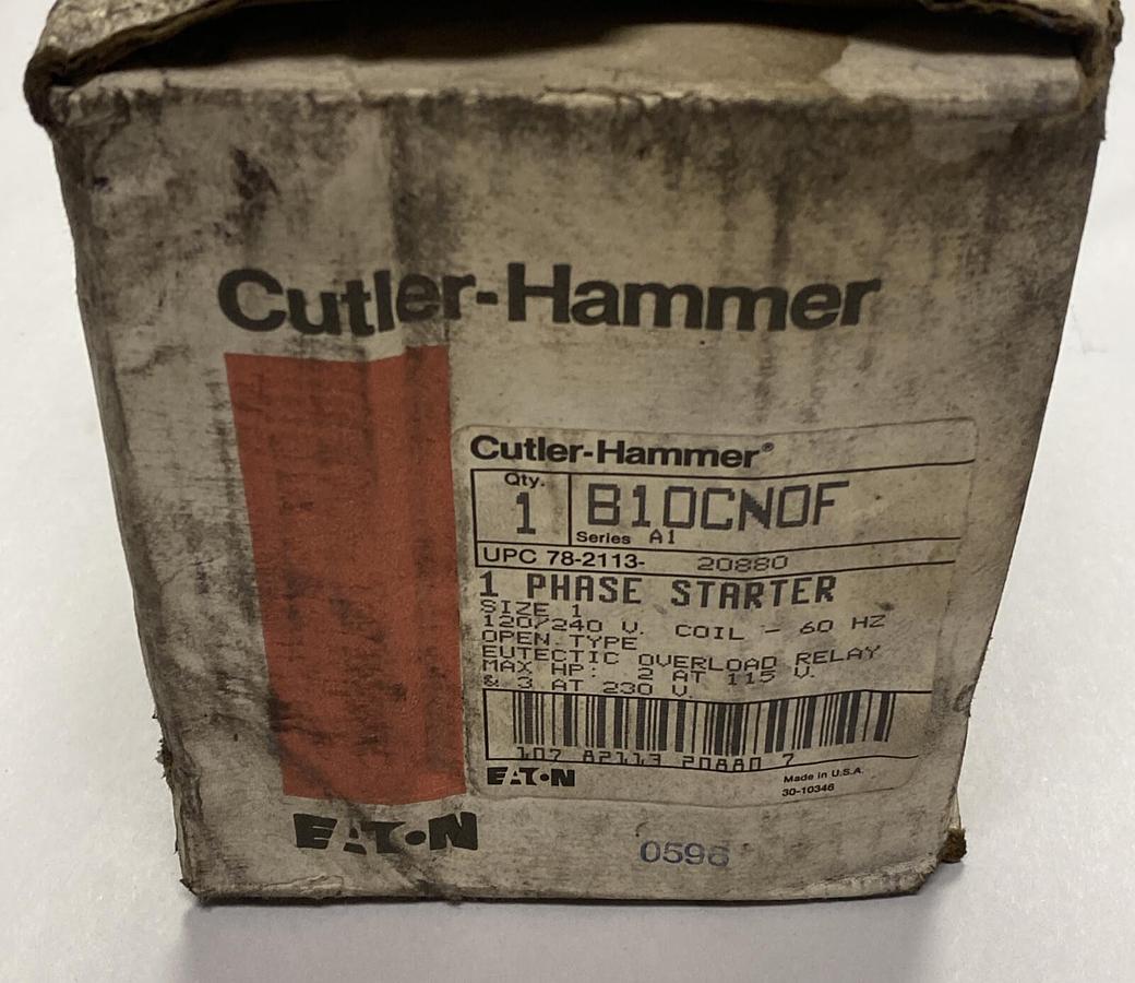 CUTLER-HAMMER,B10CN0F,STARTER SIZE 1 120/240V 1PH NEW