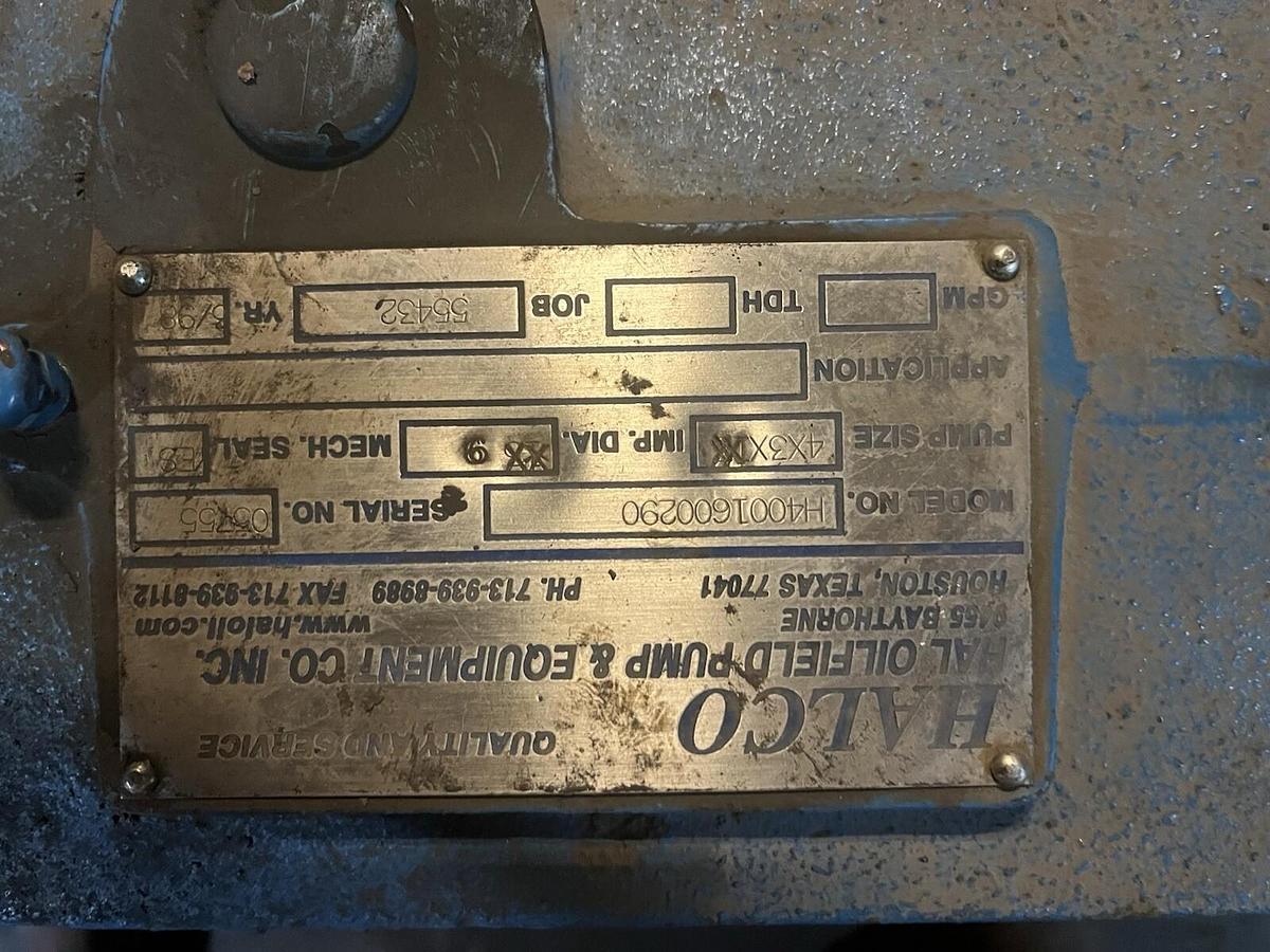 Used HALCO,4X3X10,CENTRIFUGAL 2500 SUPREME PUMP 15HP