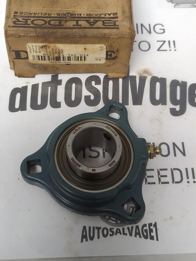 DODGE,124608,FLANGE MOUNT BEARING 3-BOLT MOUNT 1-3/16 IN BORE LFSG103 NOS