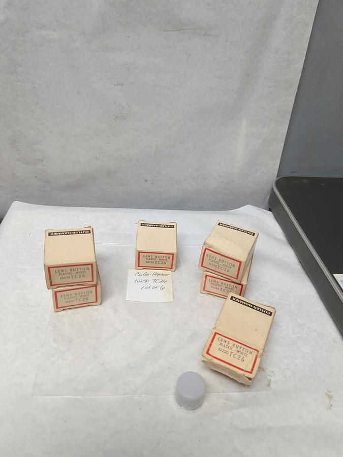 CUTLER-HAMMER,10250 TC26,LENS BUTTON PLASTIC WHITE LOT OF 6 NOS