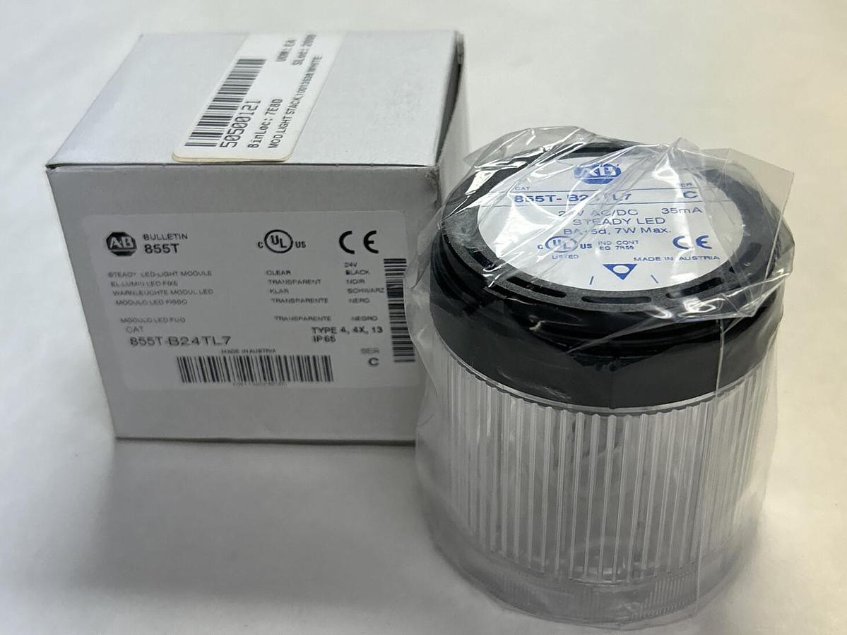 Used ALLEN BRADLEY,855T-B24TL7,SER C CLEAR STACK LIGHT NEW