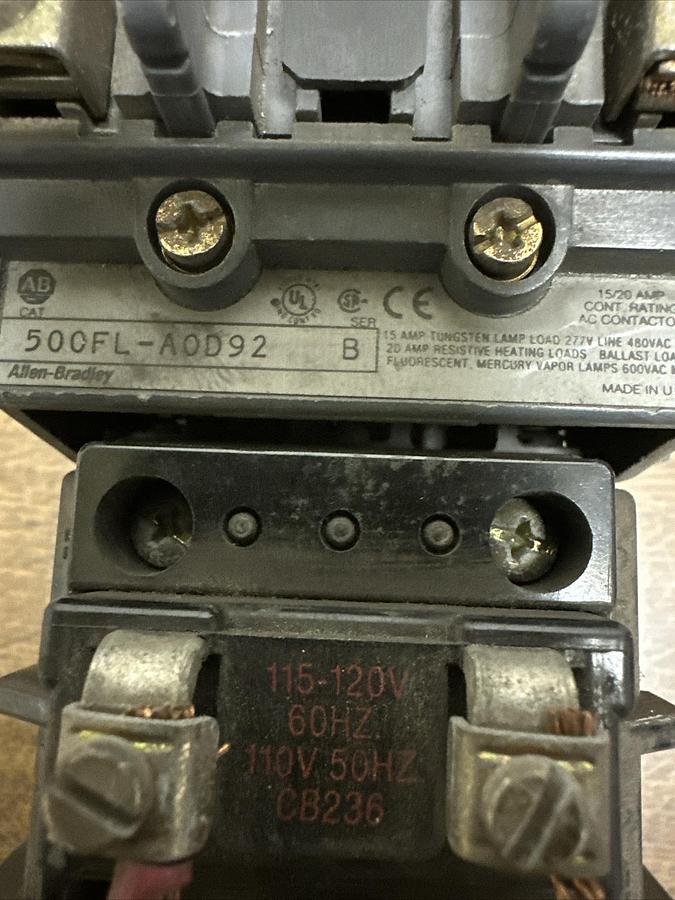 Used Allen Bradley,500FL-AOD92,Lighting Contactor