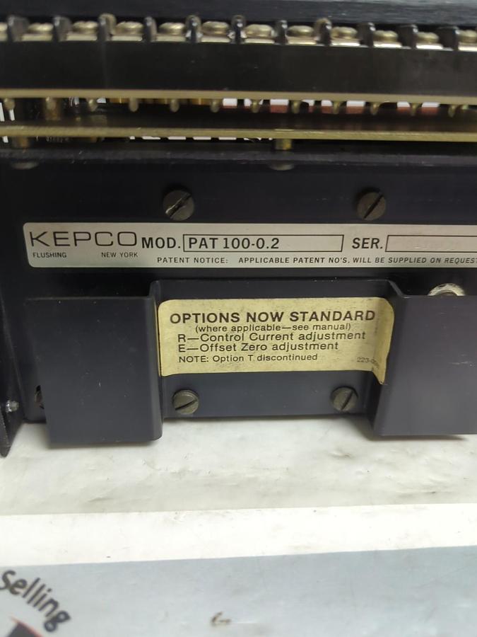 Used KEPCO,PAT 100-0.2,POWER SUPPLY IN 115/230VAC OUT 0-100V 0.0.2AMP PRE-OWNED