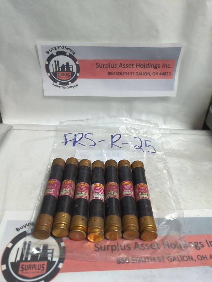 Used COOPER BUSSMANN,FRS-R-25,FUSETRON 25 AMP FUSE LOT OF 7 PRE-OWNED