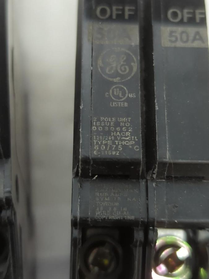Used GENERAL ELECTRIC,THQP2150,CIRCUIT BREAKER 50 AMP 2-POLE LOT OF 10 PRE-OWNED