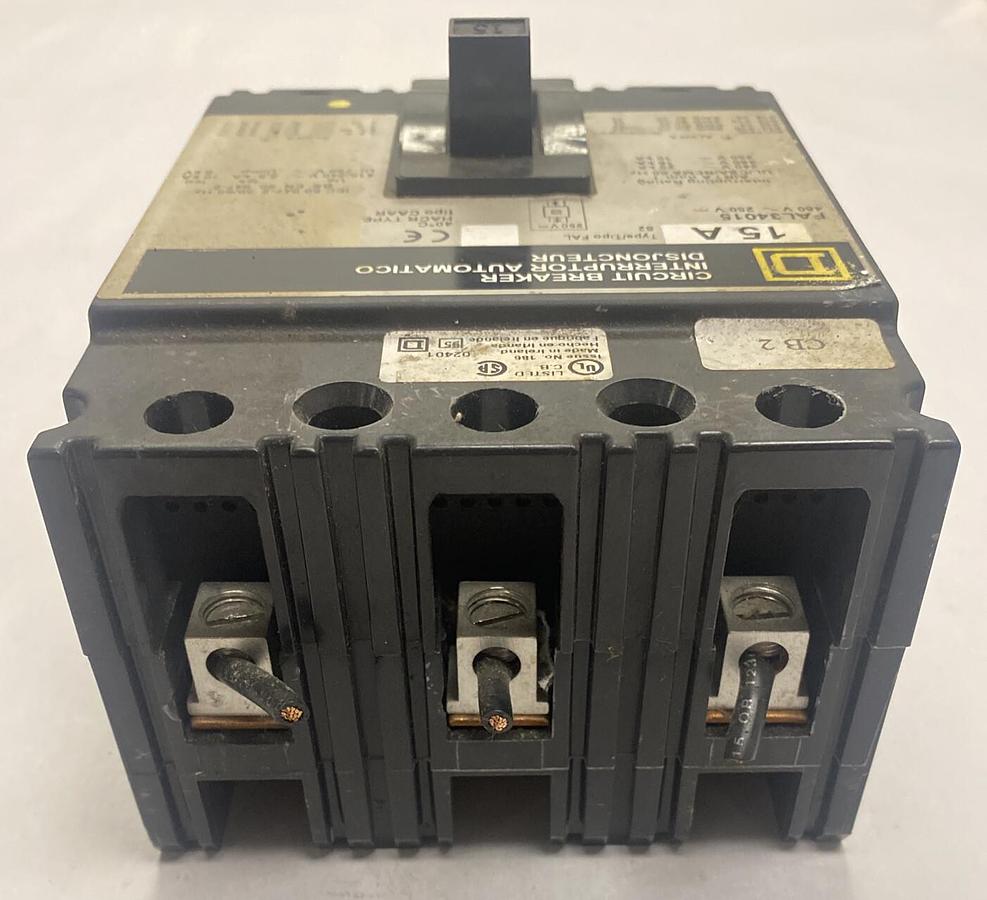 Used Square D,FAL34015,Circuit Breaker 15A 480V 3 Pole