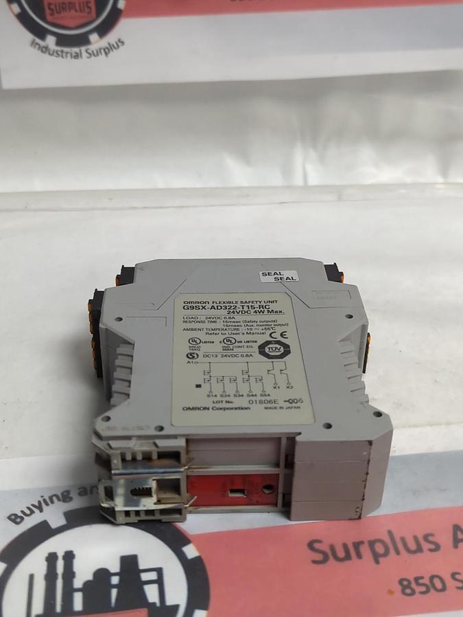 Used OMRON,G9SX-AD322-T15-RC,FLEXIBLE SAFETY UNIT LOAD 24VDC 0.8A PRE-OWNED