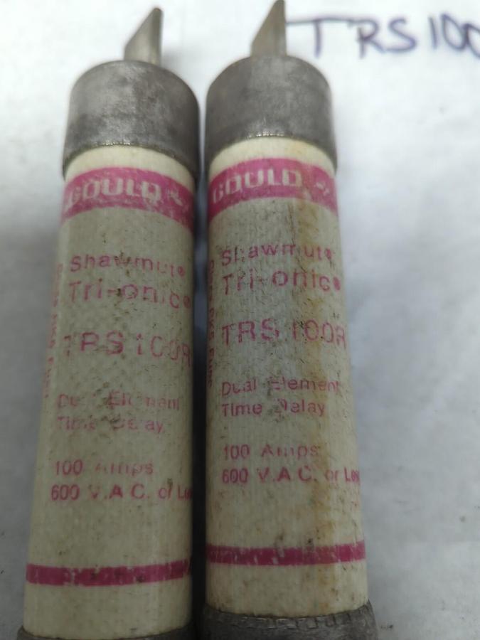 Used GOULD SHAWMUT,TRS100R,TRI-ONIC 100 AMP FUSE LOT OF 2 PRE-OWNED