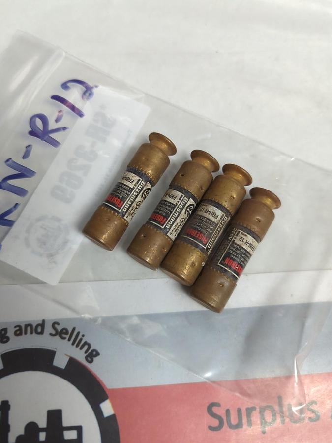 Used COOPER BUSSMANN,FRN-R-12,FUSETRON 12 AMP FUSE LOT OF 4 PRE-OWNED
