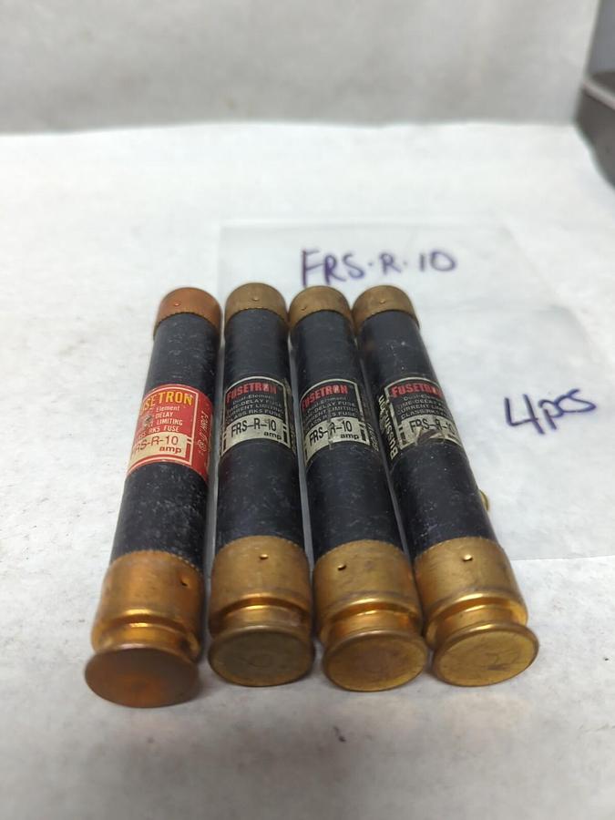 Used COOPER BUSSMANN,FRS-R-10,FUSETRON 10 AMP FUSE LOT OF 4 PRE-OWNED