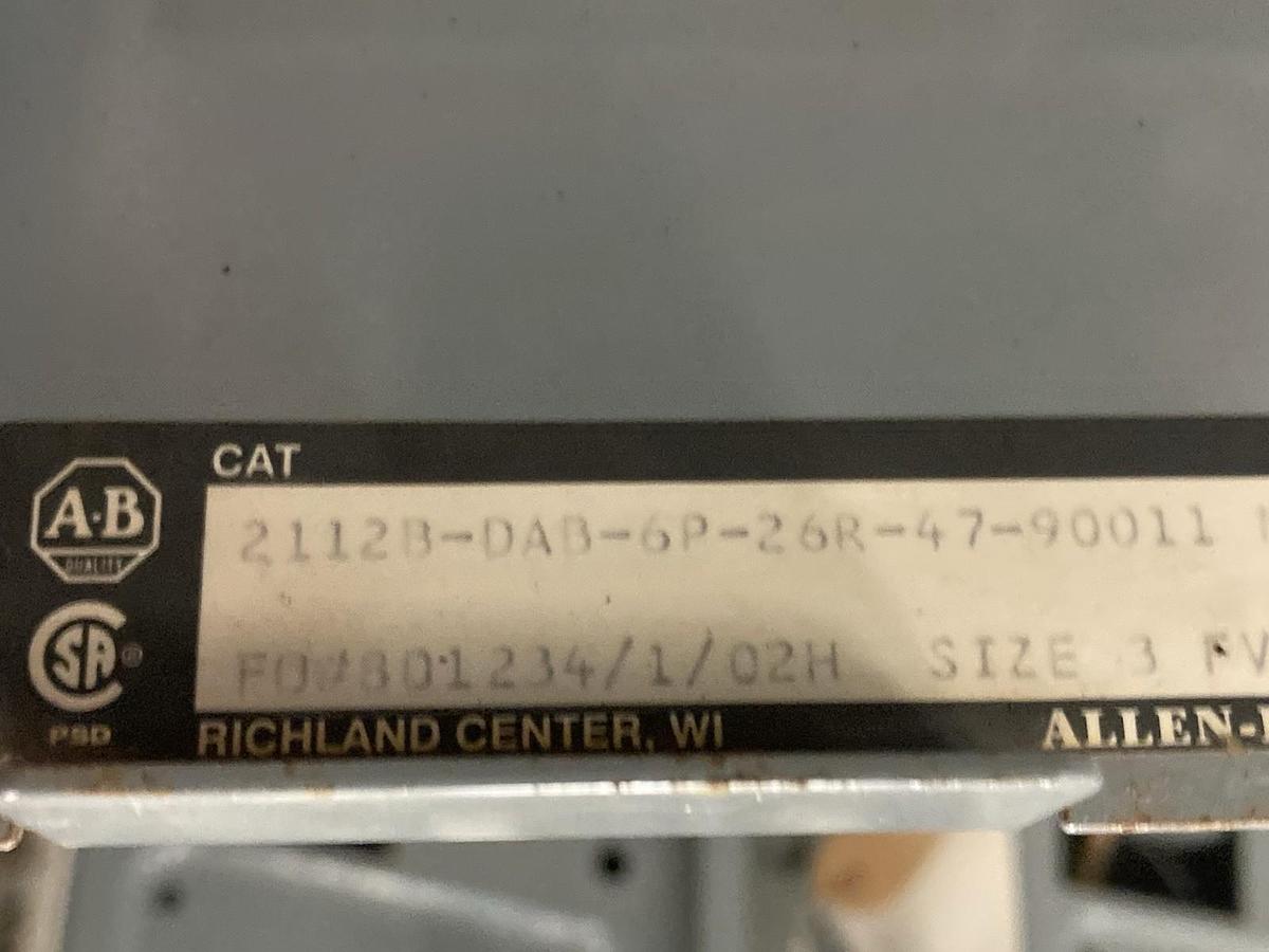 Used Allen-Bradley,2112B,Size 3 Fused Starter MCC Bucket 3-Phase 60Hz 480V 32 Inch