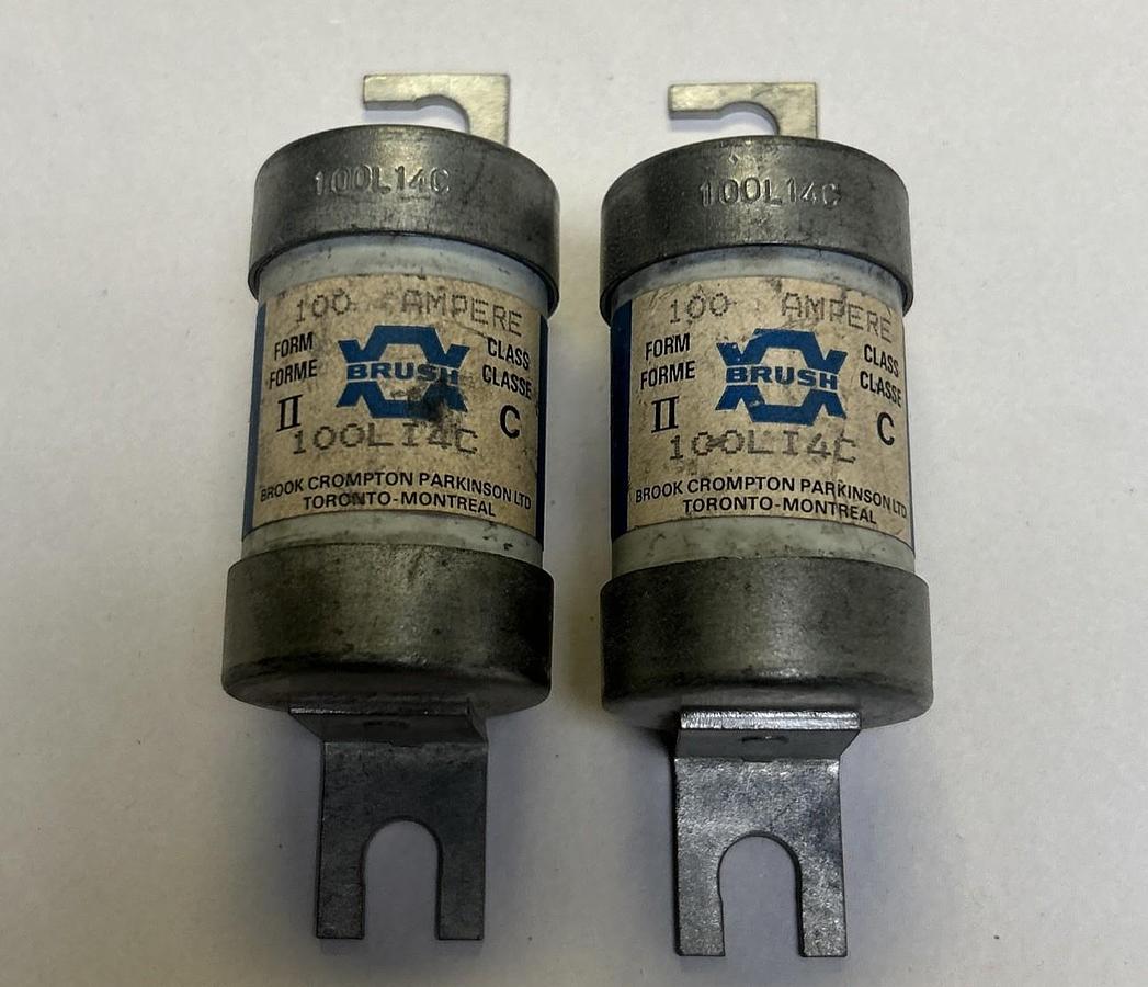 Used BRUSH,100LI4C,FUSE 100A 600V LOT OF 2