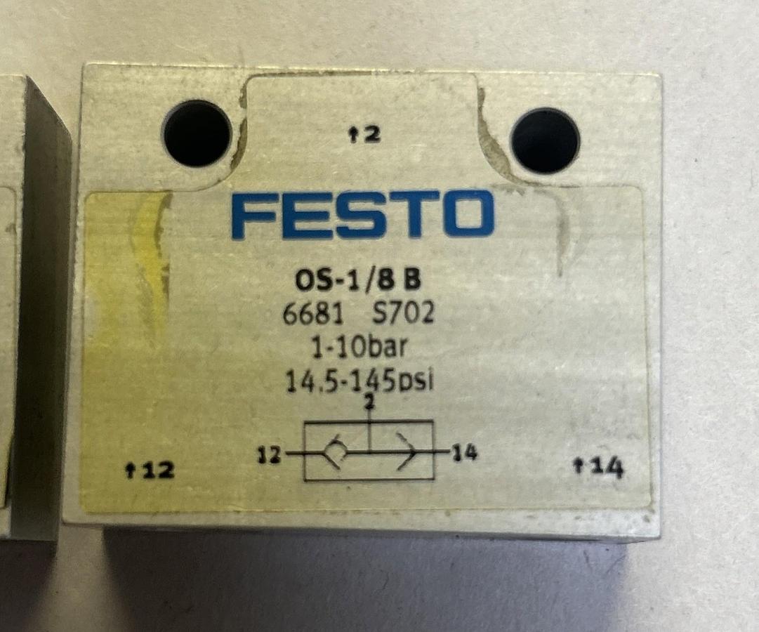 Used FESTO,OS-1/8B,MANIFOLD VALVE LOT OF 2